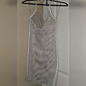 Steve Madden White Mesh Rhinestone Dress